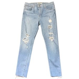 Levi's 720‎ High Rise Super Skinny Light Wash Distressed Raw Hem Jeans Size 31